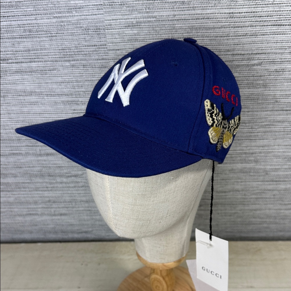 Gucci x MLB Baseball Cap Bee Embroidered Blue